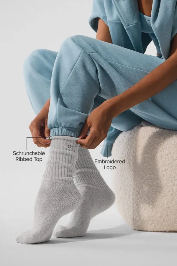 Unisex Wool Cashmere Light Frosted Sock - Light Heather Grey/Ivory