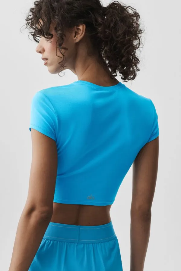 Ultrasoft Cropped Finesse Kurzarmshirt - Azurblau