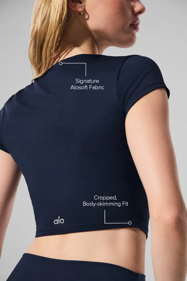 Ultrasoft Cropped Finesse Kurzarmshirt - Marineblau