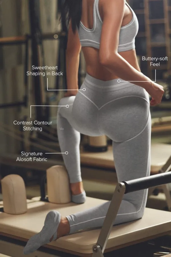 Ultrasoft High-Waist Heart Throb Legging - Sportgrau meliert/Weiß