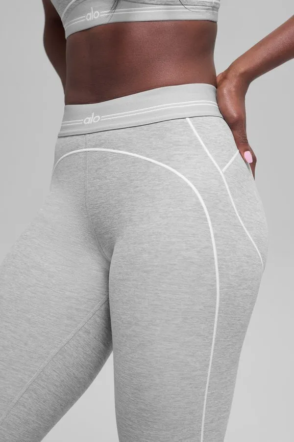Legging Ultrasoft Heart Throb taille haute 7/8 - Gris chiné sport/Blanc