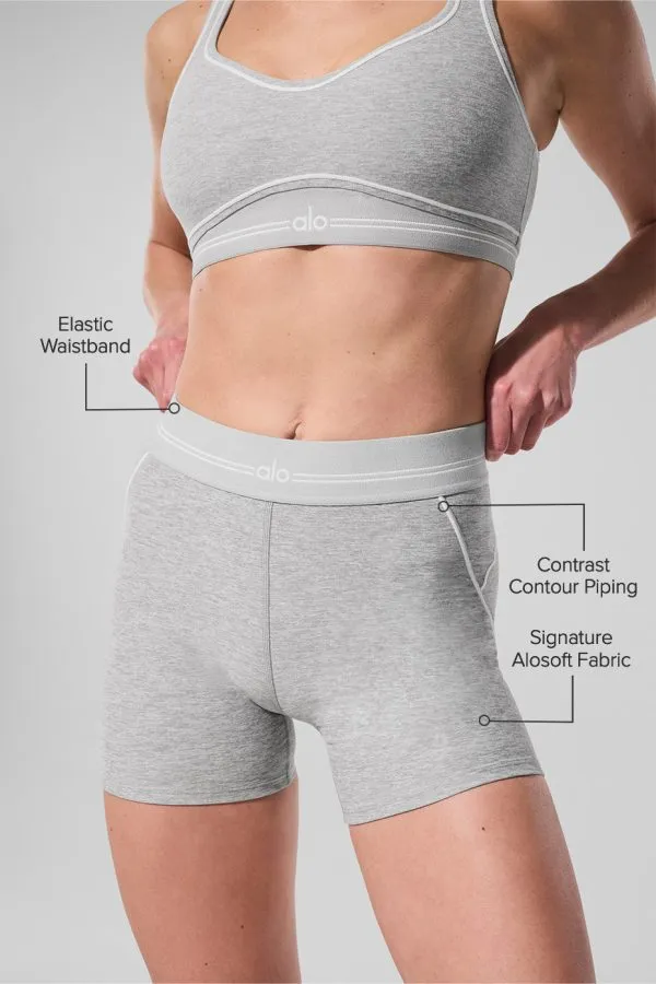 Short Ultrasoft Heart Throb taille haute 4” - Gris chiné sport/Blanc